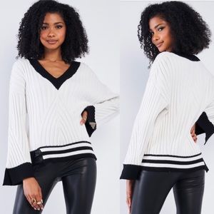 White & Black Plush Sweater